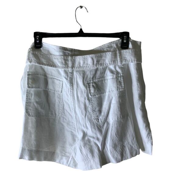 Lauren Ralph Lauren 100% Linen Short Size 16W High Waist Belted Pockets White - Picture 3 of 11